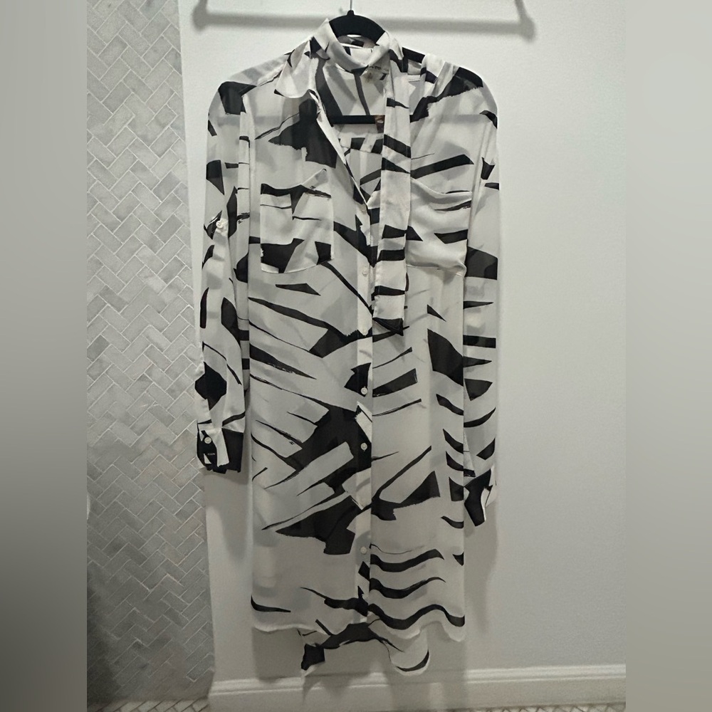DKNY Black and White Women's Tunic Dress